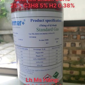Bình khí chuẩn C3H6 25% C3H8 5% H2 0.38% 5 Bình khí chuẩn C3H6 25% C3H8 5% H2 0.38%