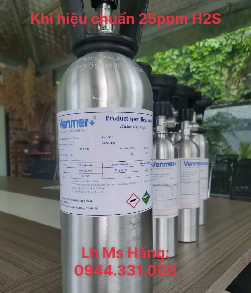 Bình khí hiệu chuẩn 25ppm H2S