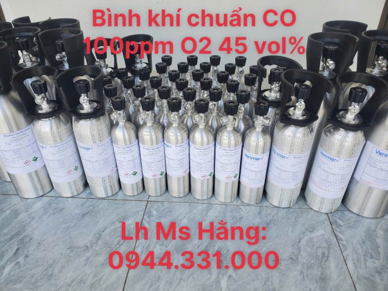 Bình khí chuẩn CO 100 ppm O2 45 vol%