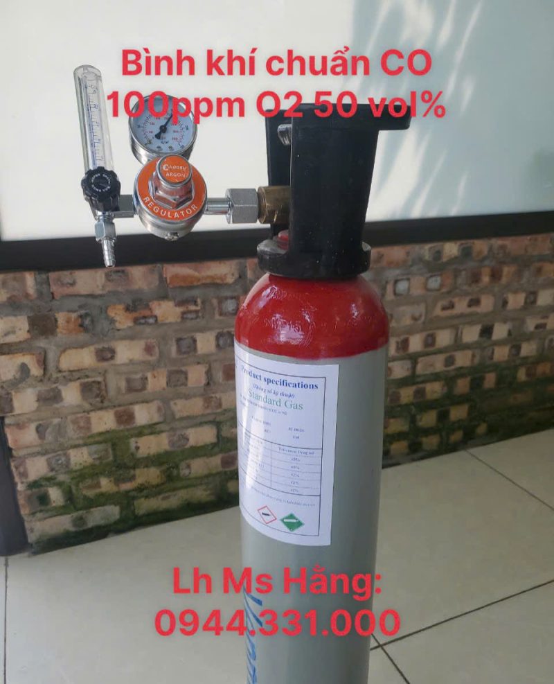 Bình khí chuẩn CO 100 ppm O2 50 vol%