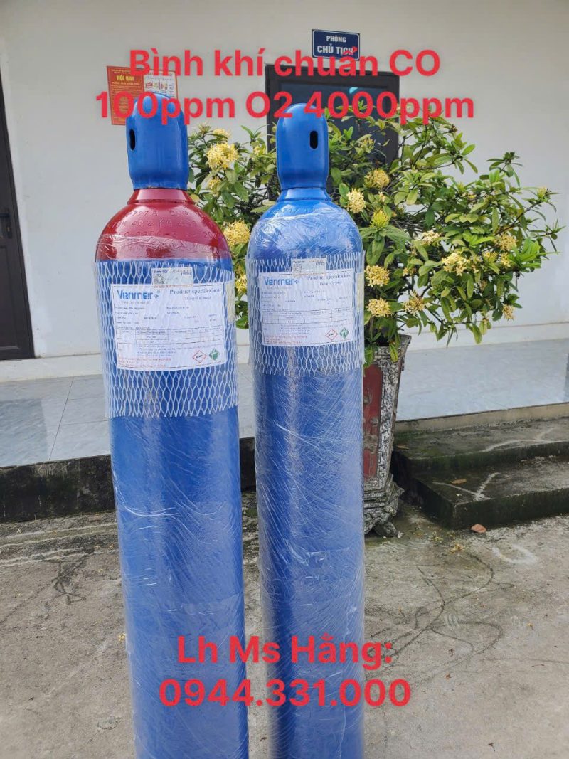 Bình khí chuẩn CO 100 ppm O2 4000 ppm