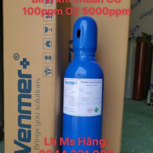 Bình khí chuẩn CO 100 ppm O2 5000 ppm