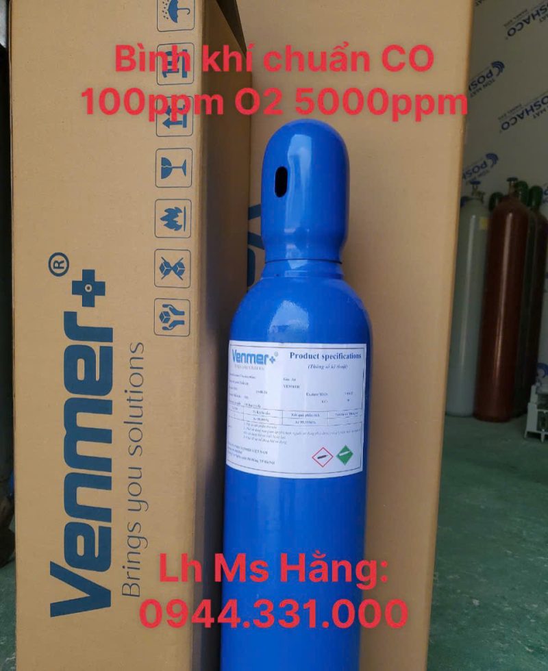 Bình khí chuẩn CO 100 ppm O2 5000 ppm