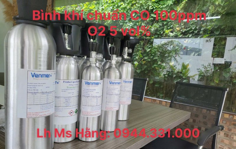 Bình khí chuẩn CO 100 ppm O2 5 vol%