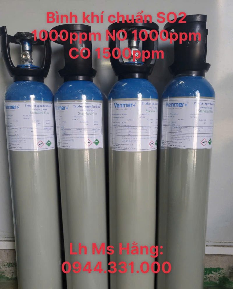 Bình khí chuẩn SO2 1000ppm NO 1000ppm CO 1500ppm