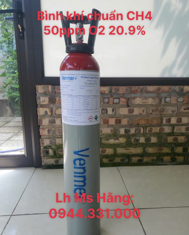 Bình khí chuẩn CH4 50ppm O2 20.9%