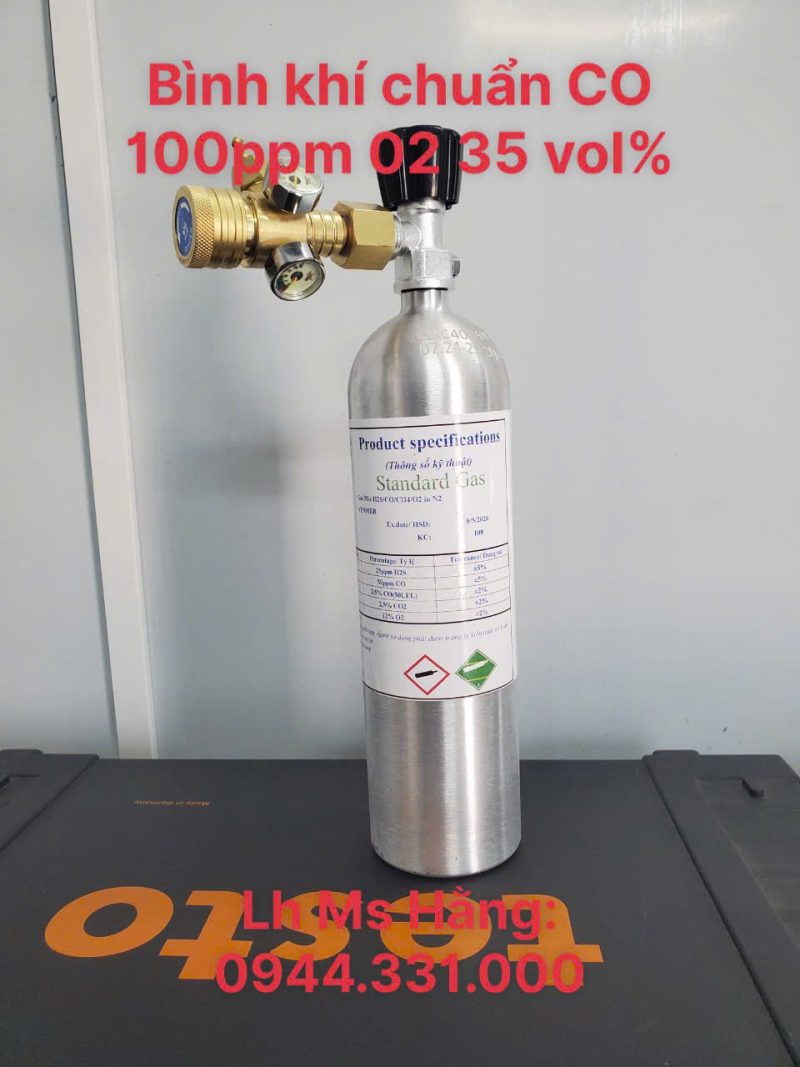 Bình khí chuẩn CO 100 ppm O2 35 vol%