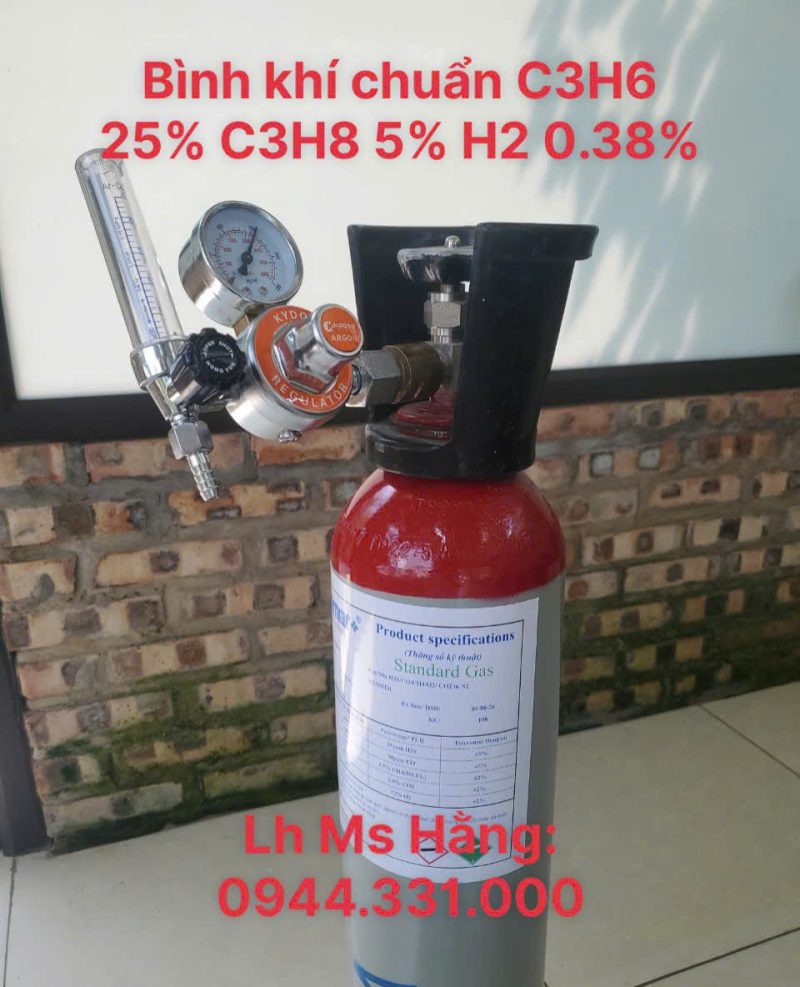 Bình khí chuẩn C3H6 25% C3H8 5% H2 0.38%