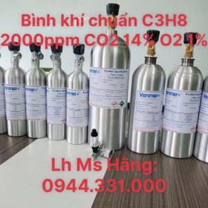 Bình khí chuẩn C3H8 2000ppm CO2 14% O2 1% 4 Bình khí chuẩn C3H8 2000ppm CO2 14% O2 1%