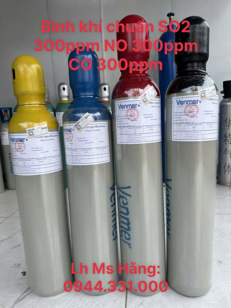 Bình khí chuẩn SO2 300ppm NO 300ppm CO 300ppm