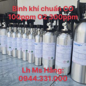 Bình khí chuẩn CO 100 ppm O2 300 ppm