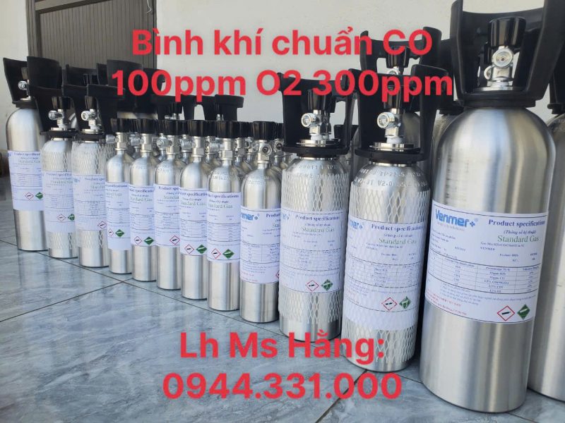 Bình khí chuẩn CO 100 ppm O2 300 ppm