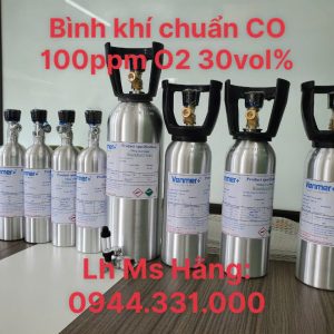 Bình khí chuẩn CO 100 ppm O2 30 vol%