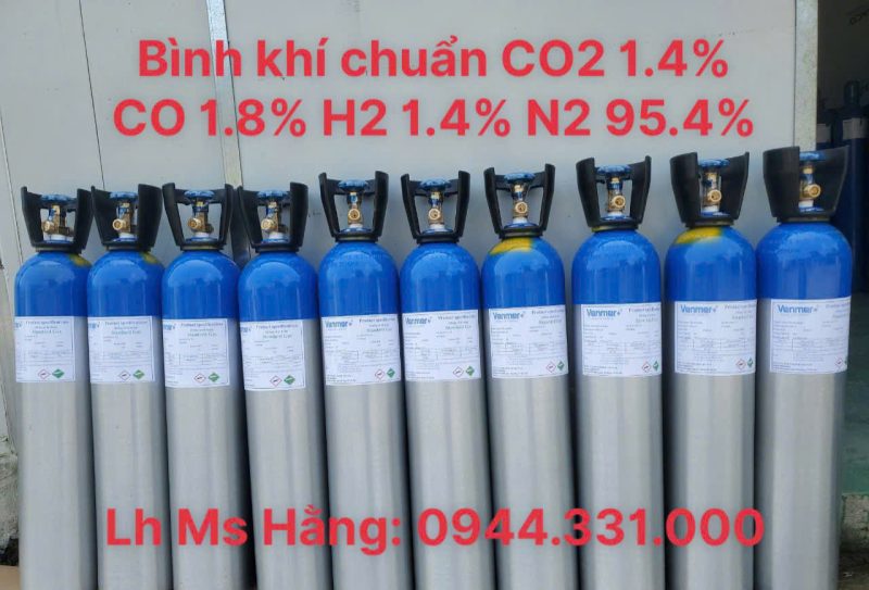 Bình khí chuẩn CO2 1.4% CO 1.8% H2 1.4% N2 95.4%