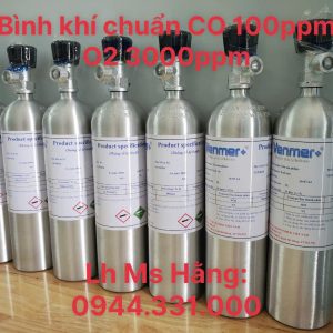 Bình khí chuẩn CO 100 ppm O2 3000 ppm