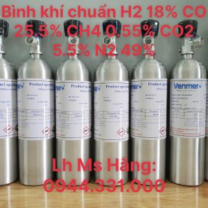 Bình khí chuẩn H2 18%, CO 25.5%, CH4 0.55%, CO2 5.5%, N2 49%