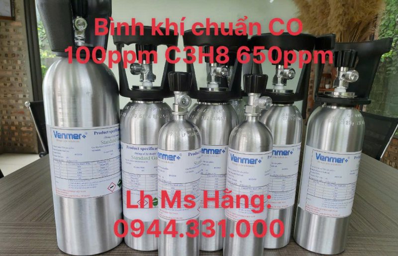 Bình khí chuẩn CO 100ppm C3H8 650ppm