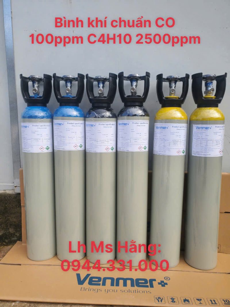 Bình khí chuẩn CO 100ppm C4H10 2500ppm