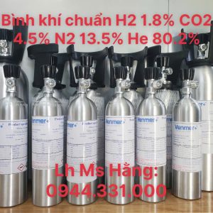 Bình khí chuẩn H2 1.8% CO2 4.5% N2 13.5% He 80.2% 5 Bình khí chuẩn H2 1.8% CO2 4.5% N2 13.5% He 80.2%