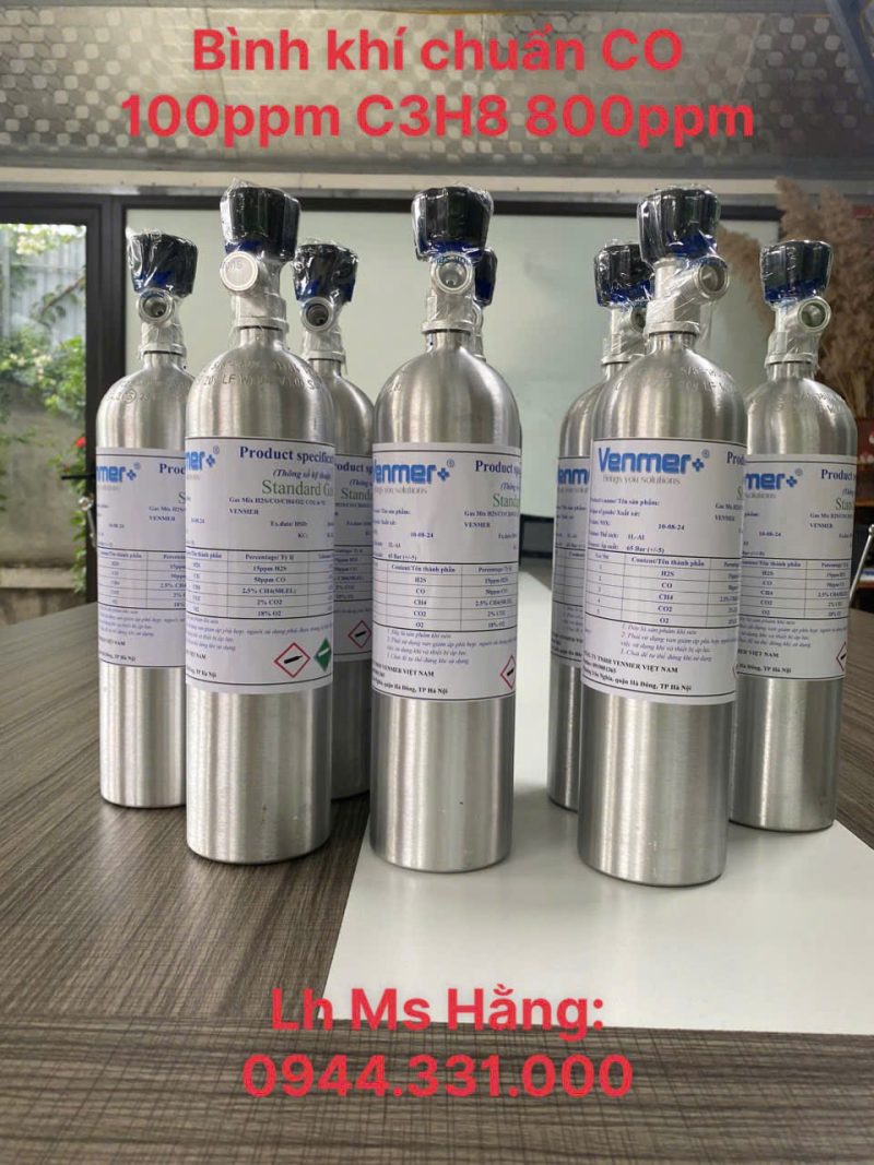 Bình khí chuẩn CO 100ppm C3H8 800ppm