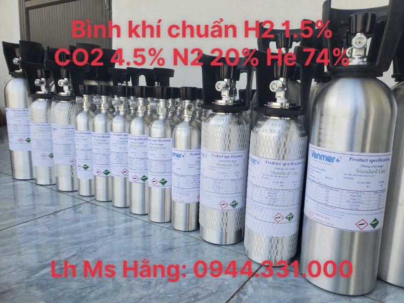 Bình khí chuẩn H2 1.5% CO2 4.5% N2 20% He 74%