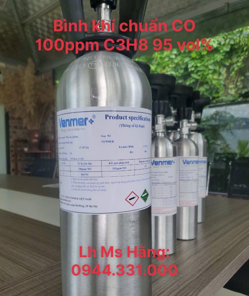 Bình khí chuẩn CO 100ppm C3H8 95 vol%