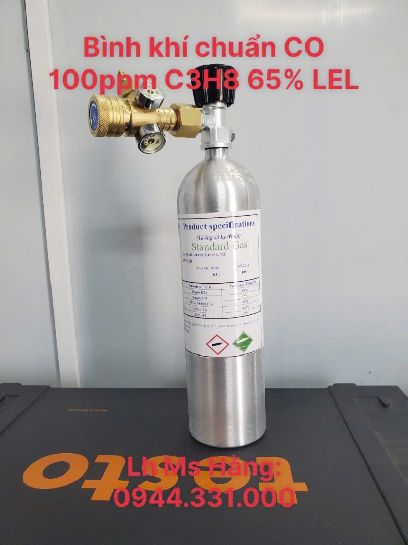 Bình khí chuẩn CO 100ppm C3H8 65 vol%