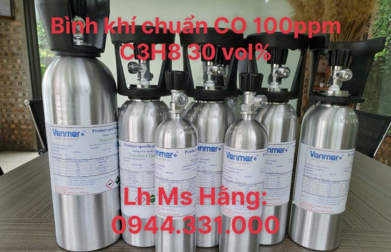 Bình khí chuẩn CO 100ppm C3H8 30 vol%