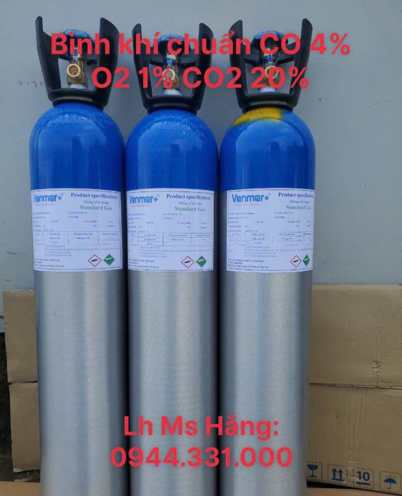 Bình khí chuẩn CO 4% O2 1% CO2 20%