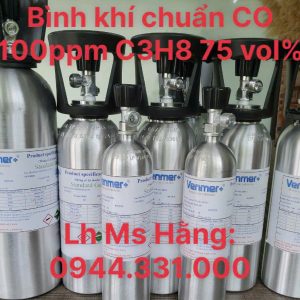 Bình khí chuẩn CO 100ppm C3H8 75 vol%