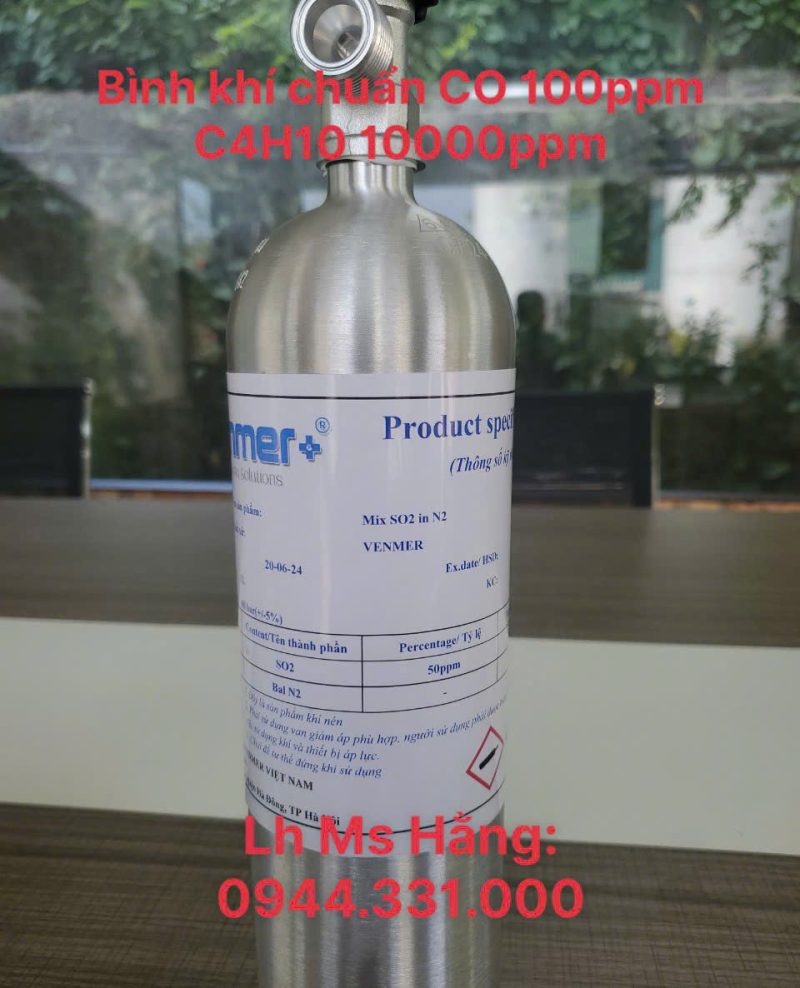 Bình khí chuẩn CO 100ppm C4H10 10000ppm