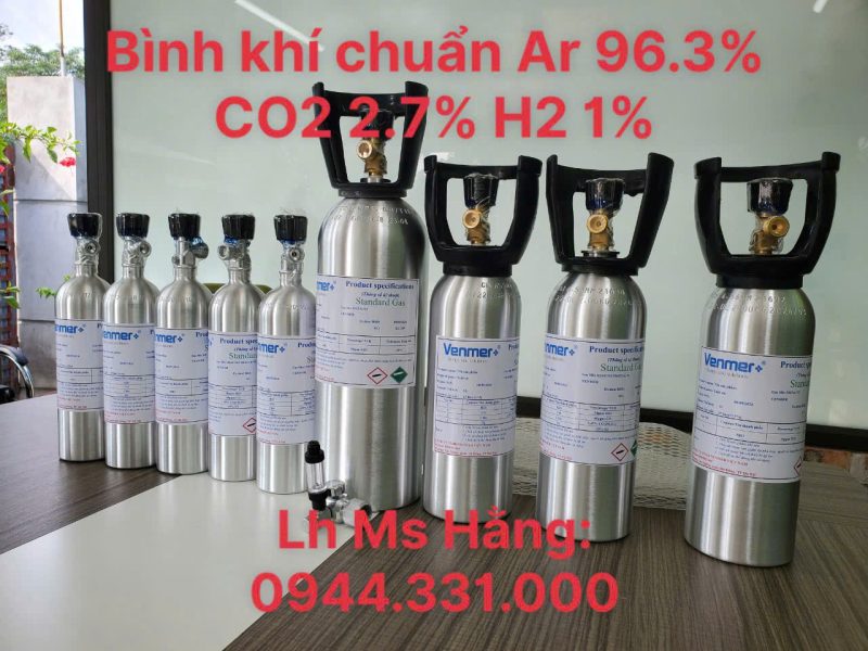 Bình khí chuẩn Ar 96.3% CO2 2.7% H2 1%