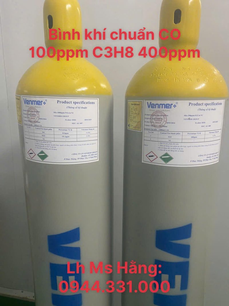 Bình khí chuẩn CO 100ppm C3H8 400ppm