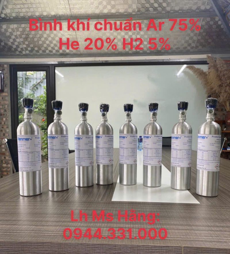 Bình khí chuẩn Ar 75% He 20% H2 5%