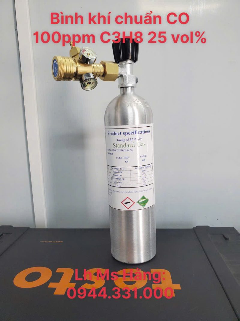 Bình khí chuẩn CO 100ppm C3H8 25 vol%