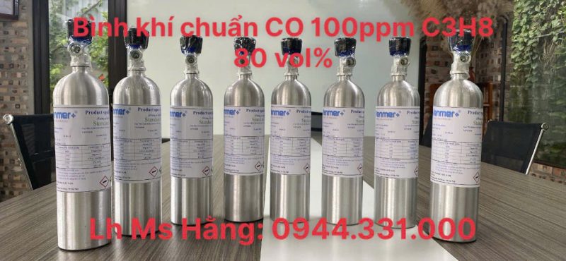 Bình khí chuẩn CO 100ppm C3H8 80 vol%