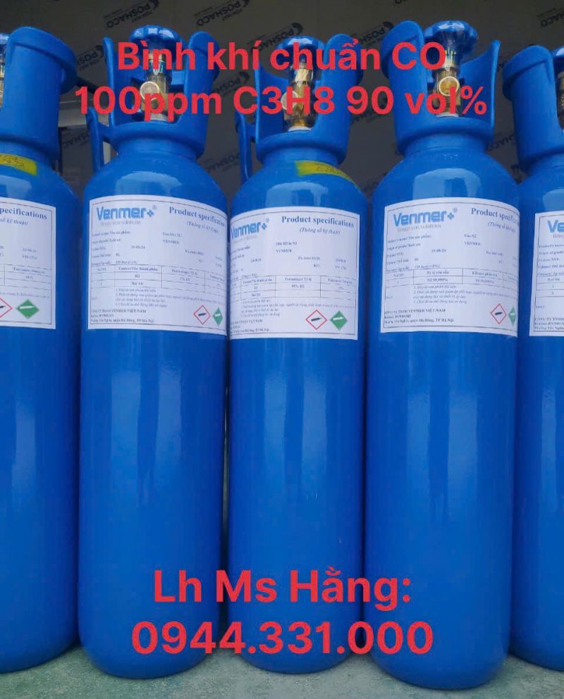 Bình khí chuẩn CO 100ppm C3H8 90 vol%