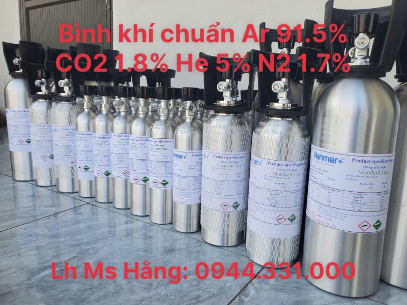 Bình khí chuẩn Ar 91.5% CO2 1.8% He 5% N2 1.7%