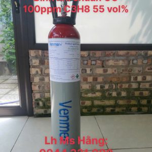 Bình khí chuẩn CO 100ppm C3H8 55 vol%