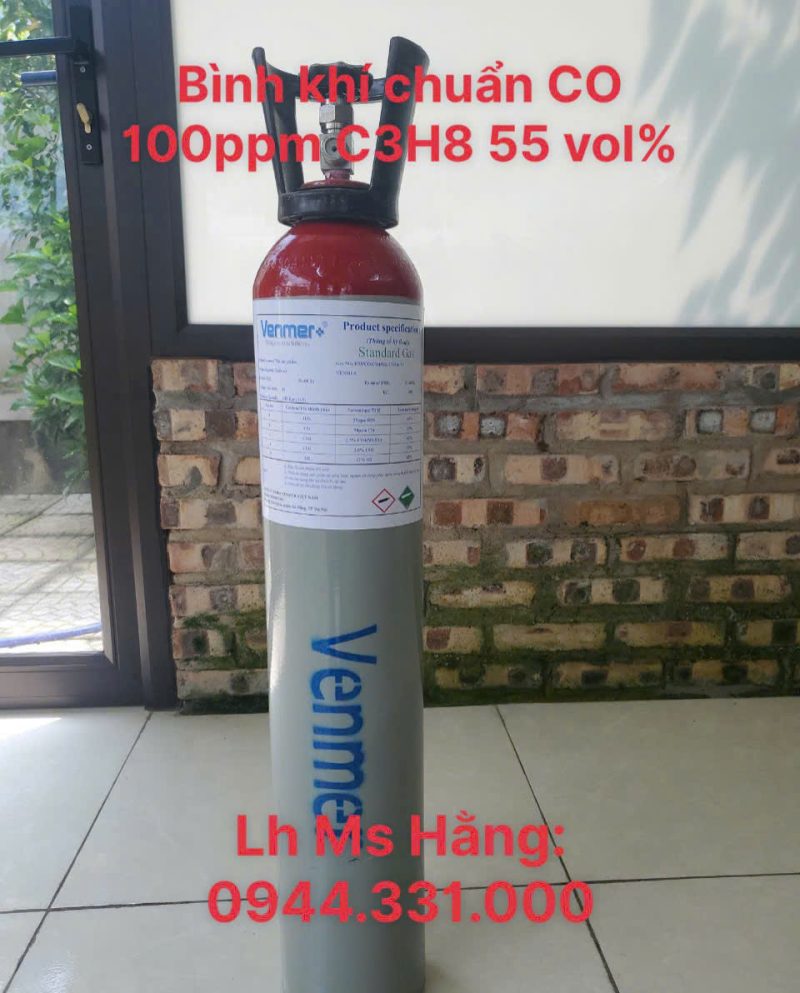 Bình khí chuẩn CO 100ppm C3H8 55 vol%