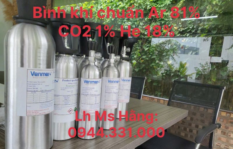 Bình khí chuẩn Ar 81% CO2 1% He 18%