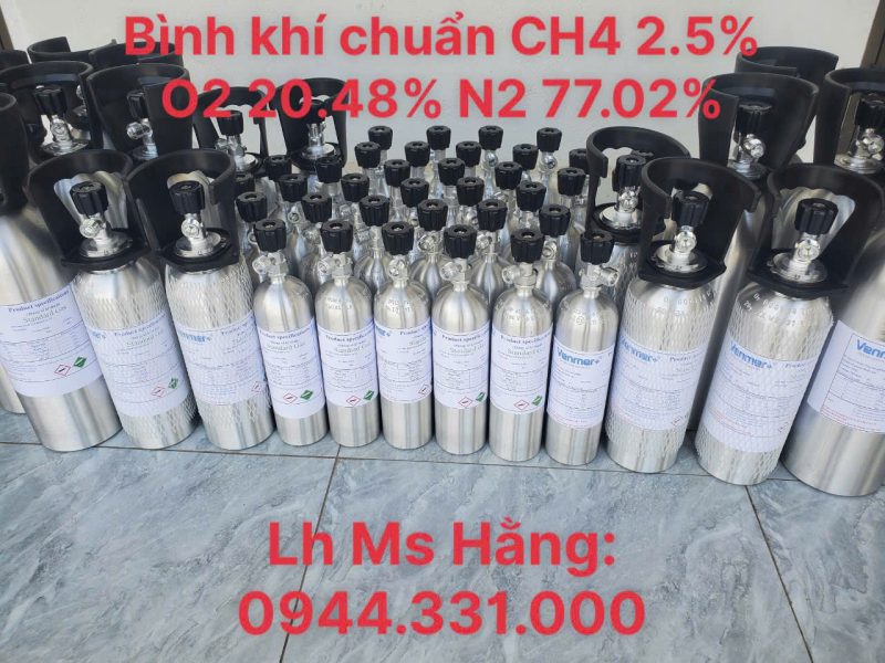 Bình khí chuẩn CH4 2.5% O2 20.48% N2 77.02%