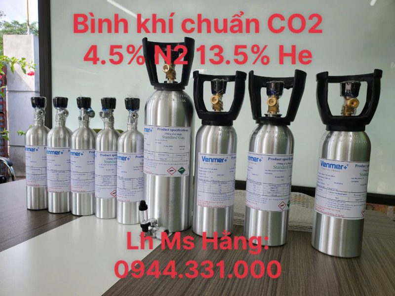 Bình khí chuẩn CO2 4.5% N2 13.5% He