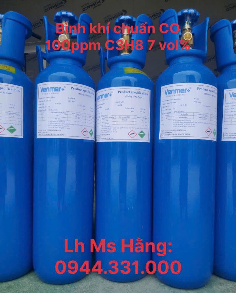 Bình khí chuẩn CO 100ppm C3H8 7 vol%