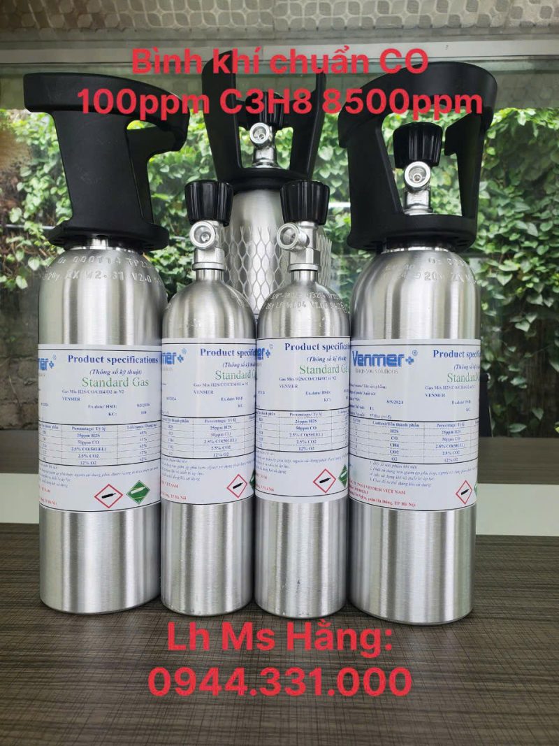 Bình khí chuẩn CO 100ppm C3H8 8500ppm