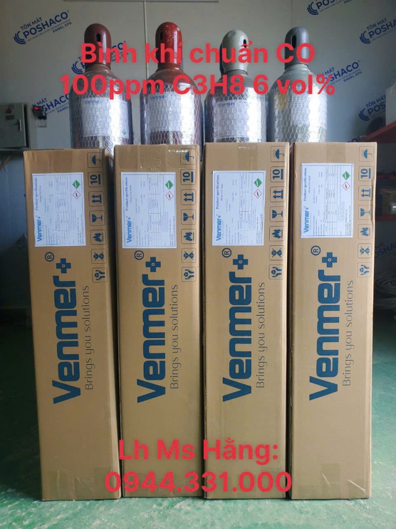 Bình khí chuẩn CO 100ppm C3H8 6 vol%