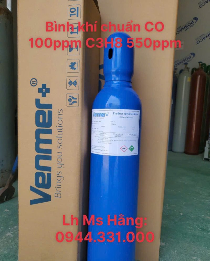 Bình khí chuẩn CO 100ppm C3H8 550ppm