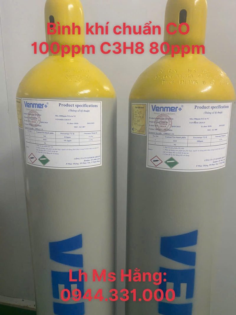 Bình khí chuẩn CO 100ppm C3H8 80ppm