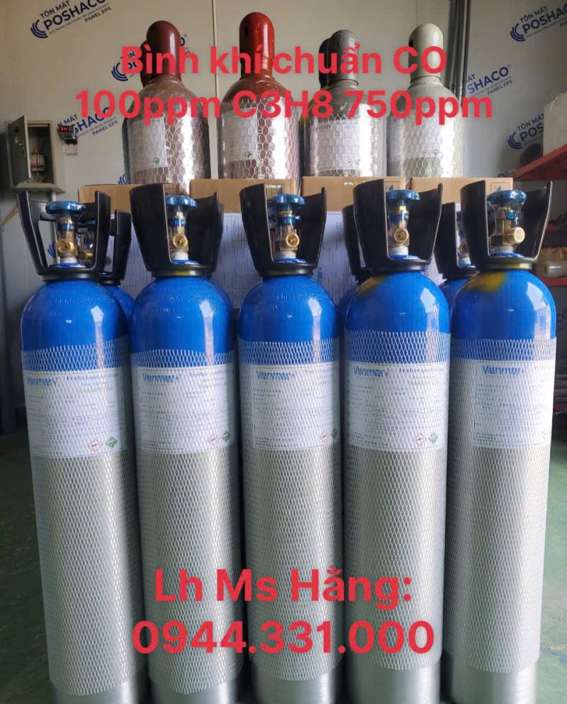 Bình khí chuẩn CO 100ppm C3H8 750ppm