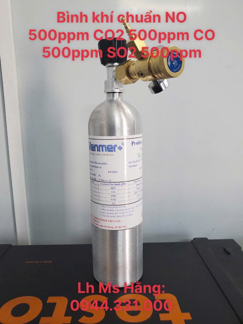 Bình khí chuẩn NO 500ppm CO2 500ppm CO 500ppm SO2 500ppm